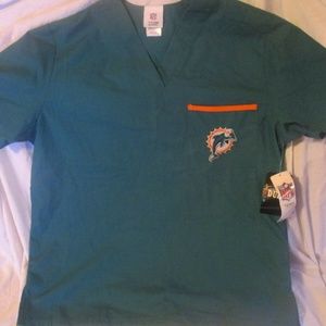 Miami Dolphins One Pocket Medical Scrub Top SIZE S
